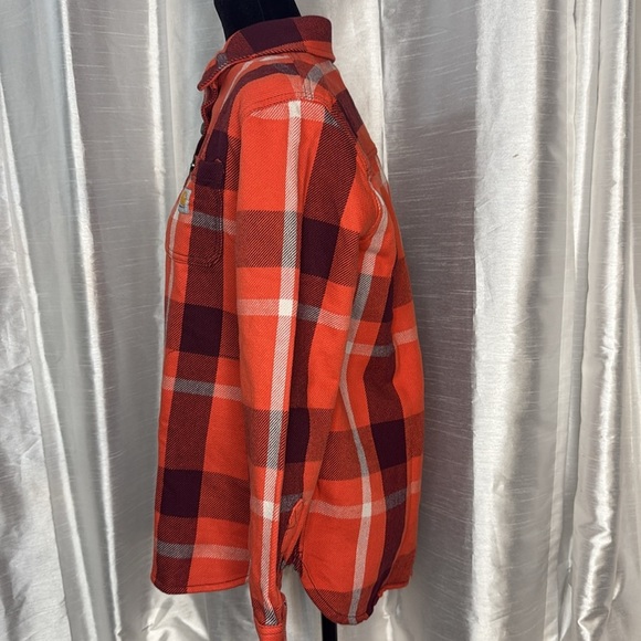 Carhartt Loose Fit Heavyweight Twill Long-Sleeve Plaid Button Up Shirt Women’s S - Picture 5 of 8